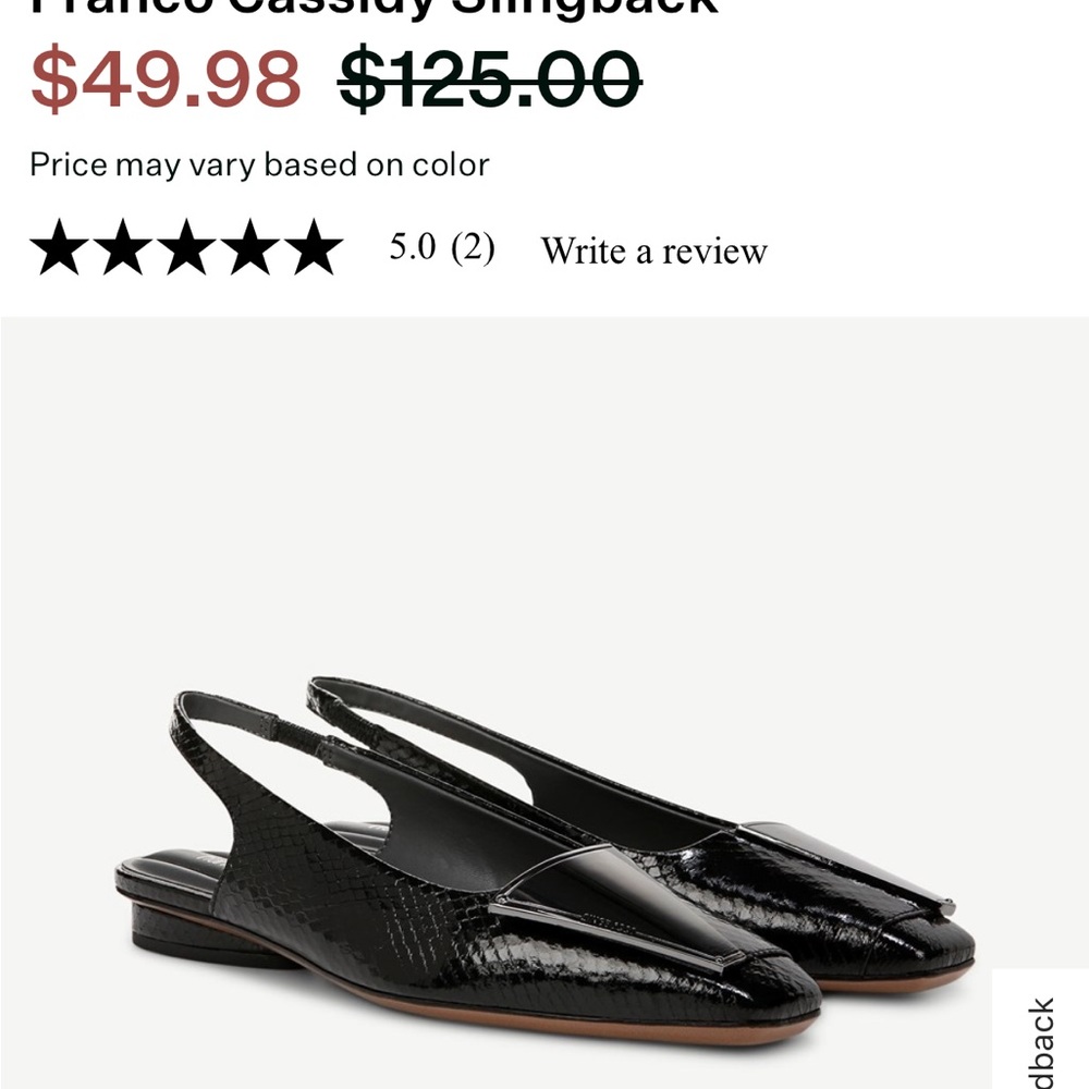 Franco Sarto Black Slingback Flats